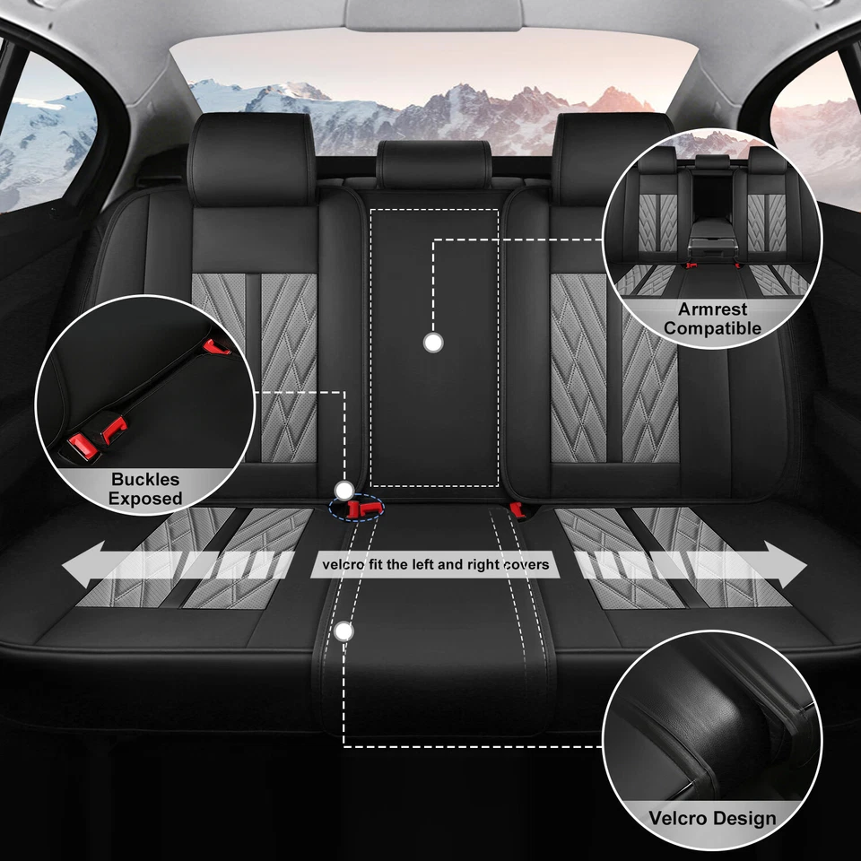 Deluxe Car Faux Leather 5-Seat Cover Full Set Cushion For Suzuki Aerio 2002-2005 Foto 4 de 4