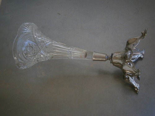 Silver Metal Cone Flower Vase Glass Art Deco Table Antique - 第 10/12 張圖片
