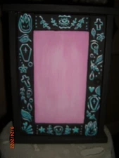 Wood Key Rack Cabinet w/ 10 Key Hooks Wall Mount Punk Gothic Style Skull