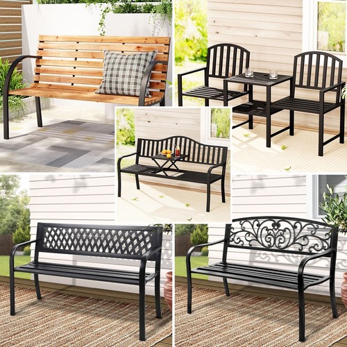 Gardeon Outdoor Garden Bench Seat Loveseat Chair Steel Patio Furniture Park - Picture 9 of 47