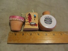 Lot of 3 Miniature Souvenir Pottery Set With Painted Designs & Native Patterns
