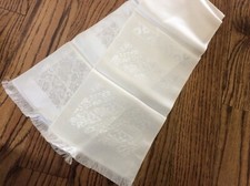 Vintage Christmas French stole scarf Rhodia Glentex white 36  fringes fairycore