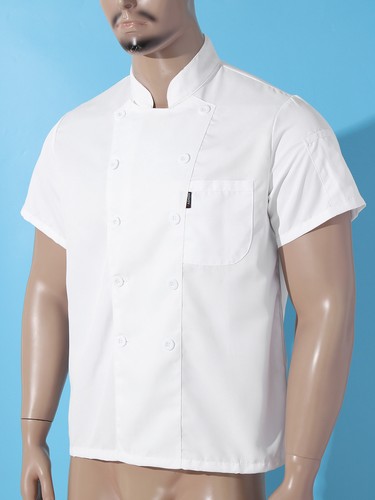 Men Unisex Chef Jacket Cooking Coat Short Sleeve Button Down Kitchen Top Uniform - Picture 41 of 106