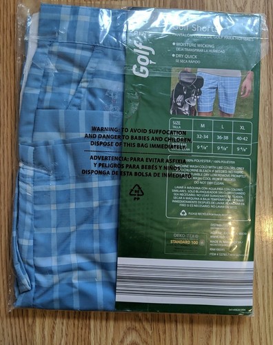 Golf Shorts Blue Plaid Mens size Medium - Picture 3 of 3
