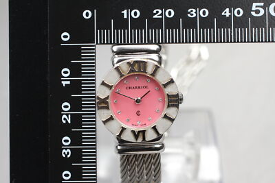 Exc+4] Philippe Charriol Saint-Tropez Pink Shell SV925 QZ Ladies