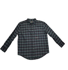 Drake Flannel Shirt Mens Large Green Grey Red Plaid Long Sleeve