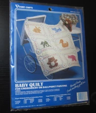 Vogart Crafts Baby Quilt Animals 32x37 Embroidery or Ballpoint Painting 8743F