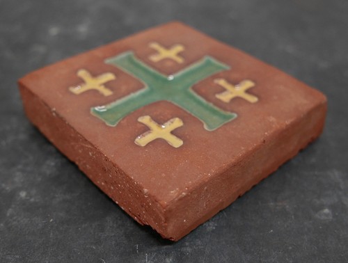 Vintage Gladding McBean Chunky Cross Tile/Green 4" - Picture 2 of 3