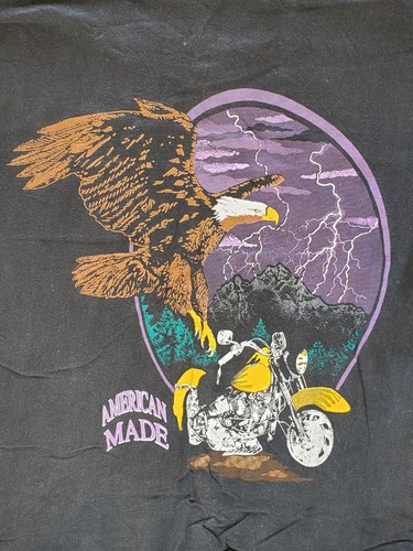 American Made T-Shirt L Large 100% Cotton Black Graphic Biker Motorcycle - Picture 2 of 8