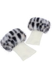 Women Faux Fur Plush Leg Warmers Short Furry Fuzzy Cuffs Winter Knitted Boot