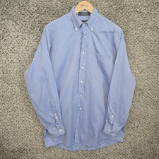 Jos A Bank Dress Shirt Mens 15.5 33 Blue Button Up 80s 2 Ply Royal Oxford