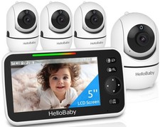 HelloBaby HB6550 5" HD Video Baby Monitor 4-Camera Set - No WiFi, PTZ, Night Vis