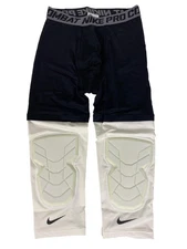 Nike Pro Black and White Compression Tights Leggings Knee Pads Men’s 2XL-Tall *N
