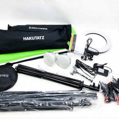 HAKUTATZ  Profi Fotostudio Set Softbox Ringlicht Greenscreen mit Ständer
