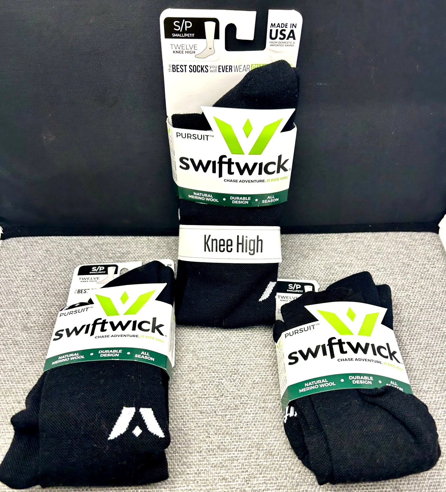 SwiftWick Merino Wool Compression Knee High Socks Lot Of 3 Pairs Black New Nice