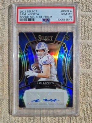 Sam LaPorta Auto PSA 10 2023 Select Blue Prizm /99 RC Rookie Lions