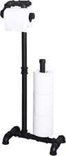 Free Standing Industrial Pipe Toilet Paper Holder Bathroom Stand Rustic Iron