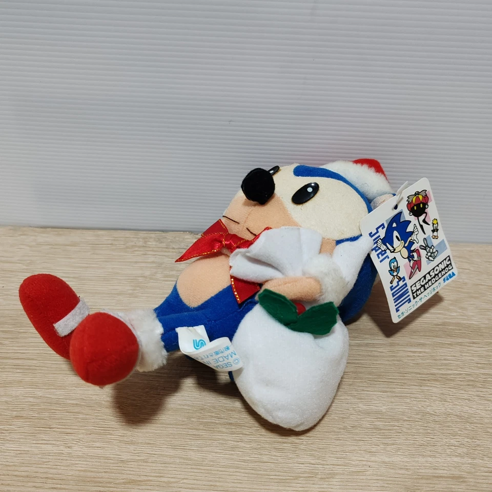 Juguete de peluche Sega Sonic Hedgehog vintage Navidad Santa Standing 1992 Japón etiqueta de 8" Foto 3 de 4