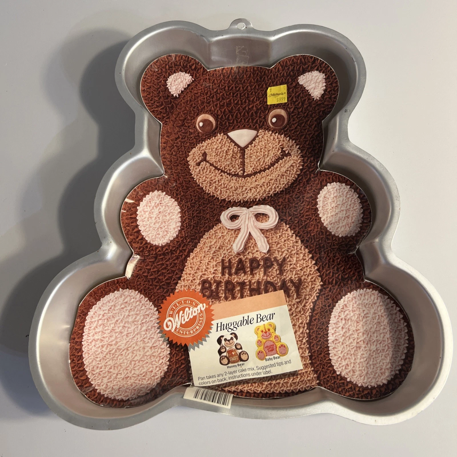 Vintage Wilton Happy Birthday Huggable Bear Cake Pan Original Insert 1982 New
