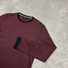 Hugo Boss Sweater Mens XL Maroon Crew Neck Pullover Ribbed Stretch