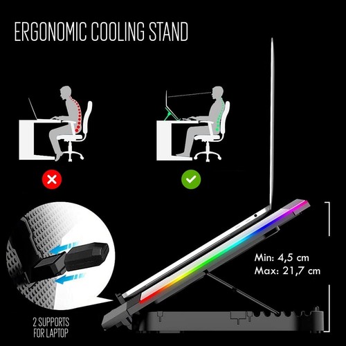 EW1260 - PC Stand and Fan - Silent - 6 Adjustable Speed Fans - For PC up to 17" - 第 5/8 張圖片