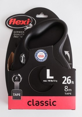 Flexi Retractable Dog Leash Tape 26 Feet - Black