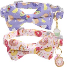 Faygarsle 2 Pack Cute Cats Collar with Bell Breakaway Bowtie Cat Collars for ...