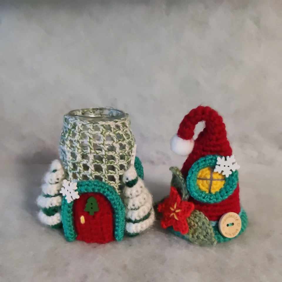 Wichtelhaus, Laterne, Weihnachten, gehäkelt, Handarbeit, neu, Unikat ❄️❄️❄️ - Bild 3 von 4