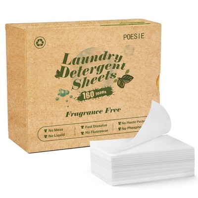Poesie Laundry Detergent Sheets Fragrance Free Non-Plastic Precut Zero Waste ...