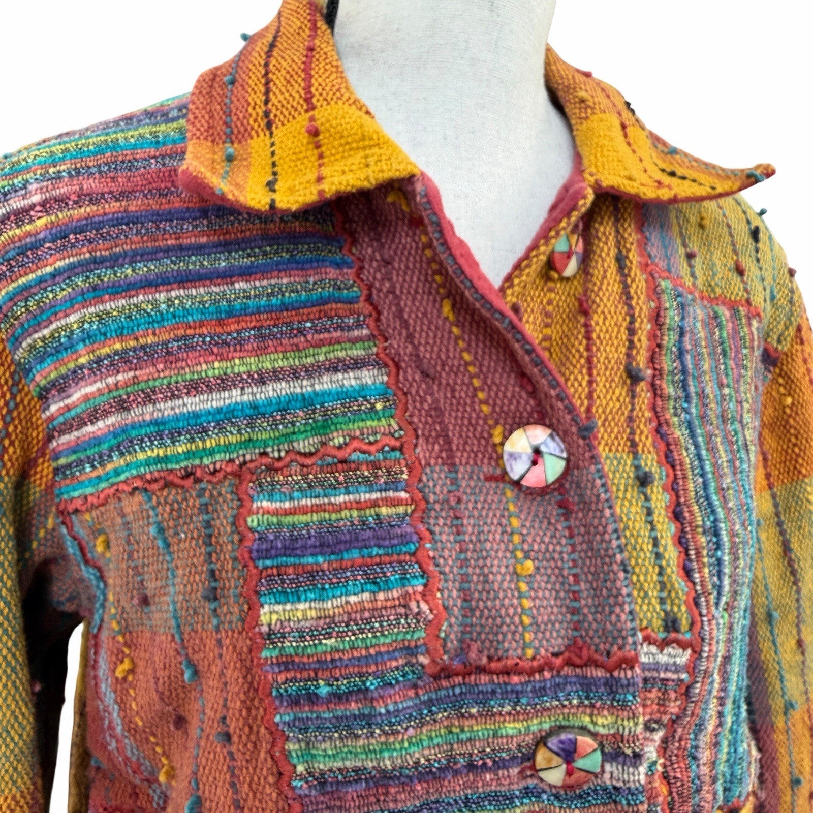 Travel Smith Artsty Patchwork Jacket Boho Artisan… - image 5
