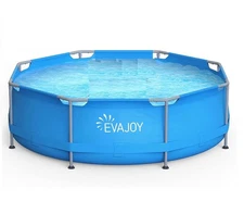 EVAJOY 10ft X 30in Metal Frame Above Ground Swimming Pool with Steel Frame Blue