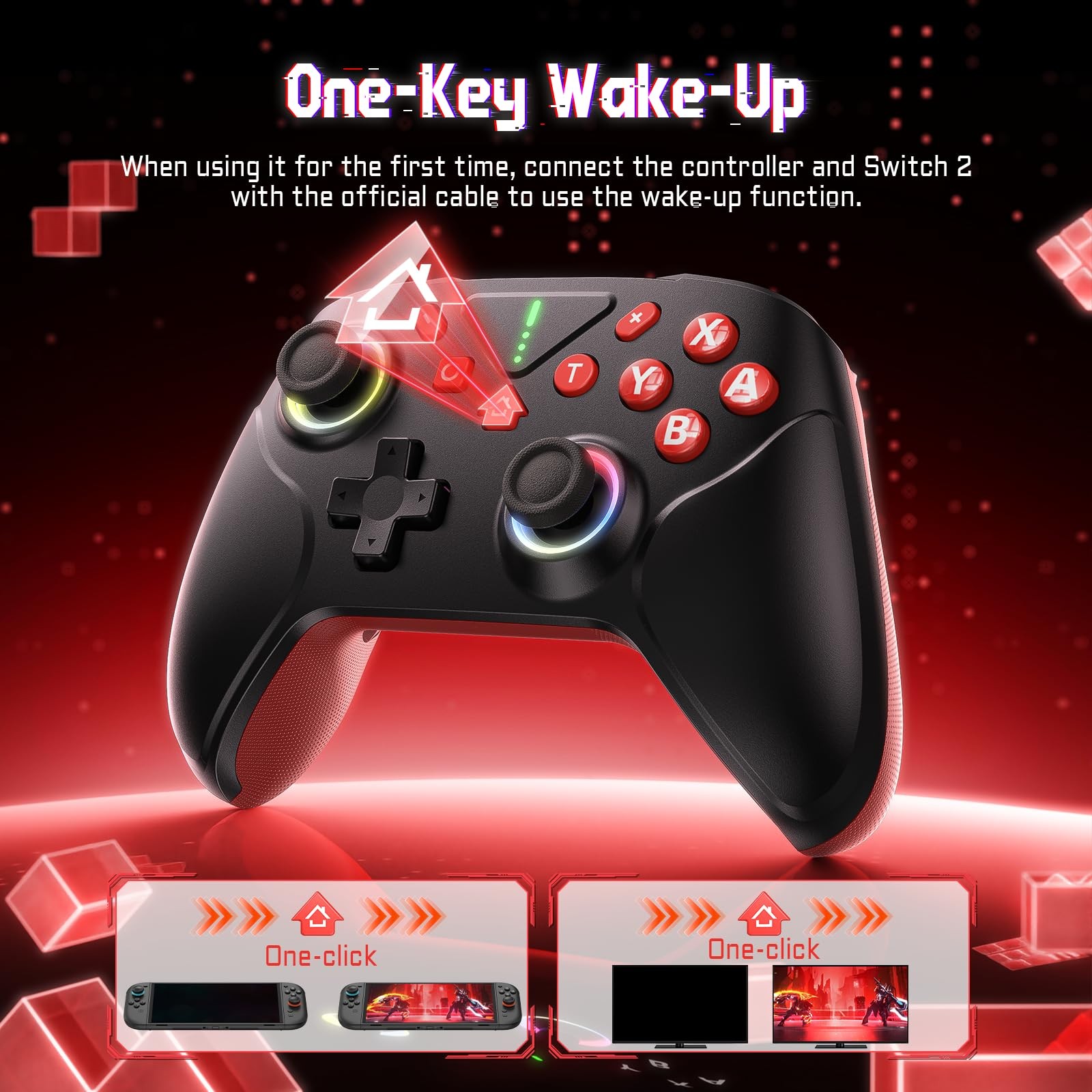 Manette Switch sans fil avec double vibration pour Nintendo Switch OLED noire