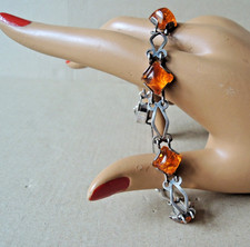 Fischland - Silber - Schmuck , Armband mit Bernstein , 835 er Ag