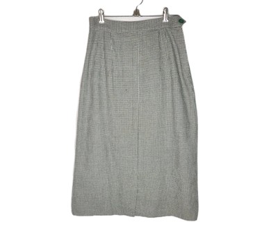 Vtg 50s Houndstooth Skirt 100% Wool Front Vent French Seams Townsman SF 28w