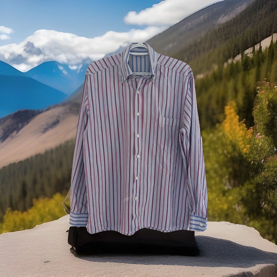 Camisa Gran Sasso Hecha en Italia Hombre Rayas Abotonadas Foto 2 de 4
