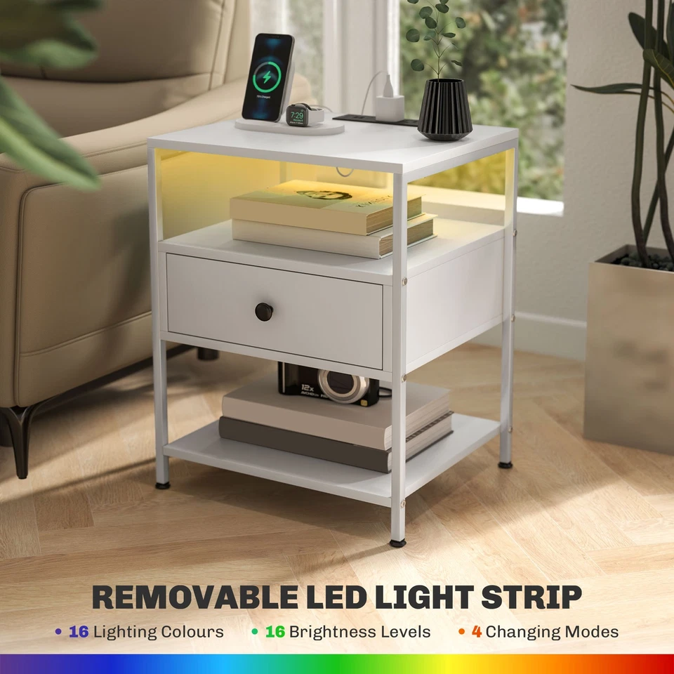 2pcs End Table Side Table Removable RGB LED Light Strips - Image 3 of 4