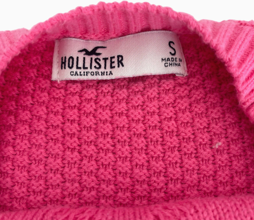 Suéter HOLLISTER Gran Tamaño Coral ROSA Tejido con Cable LS Preppy Cuello Redondo Pequeño - Imagen 5 de 6