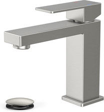 Bathroom Faucets, Single Hole Brushed Nickel Bathroom Faucet with Pop-Up Drain,