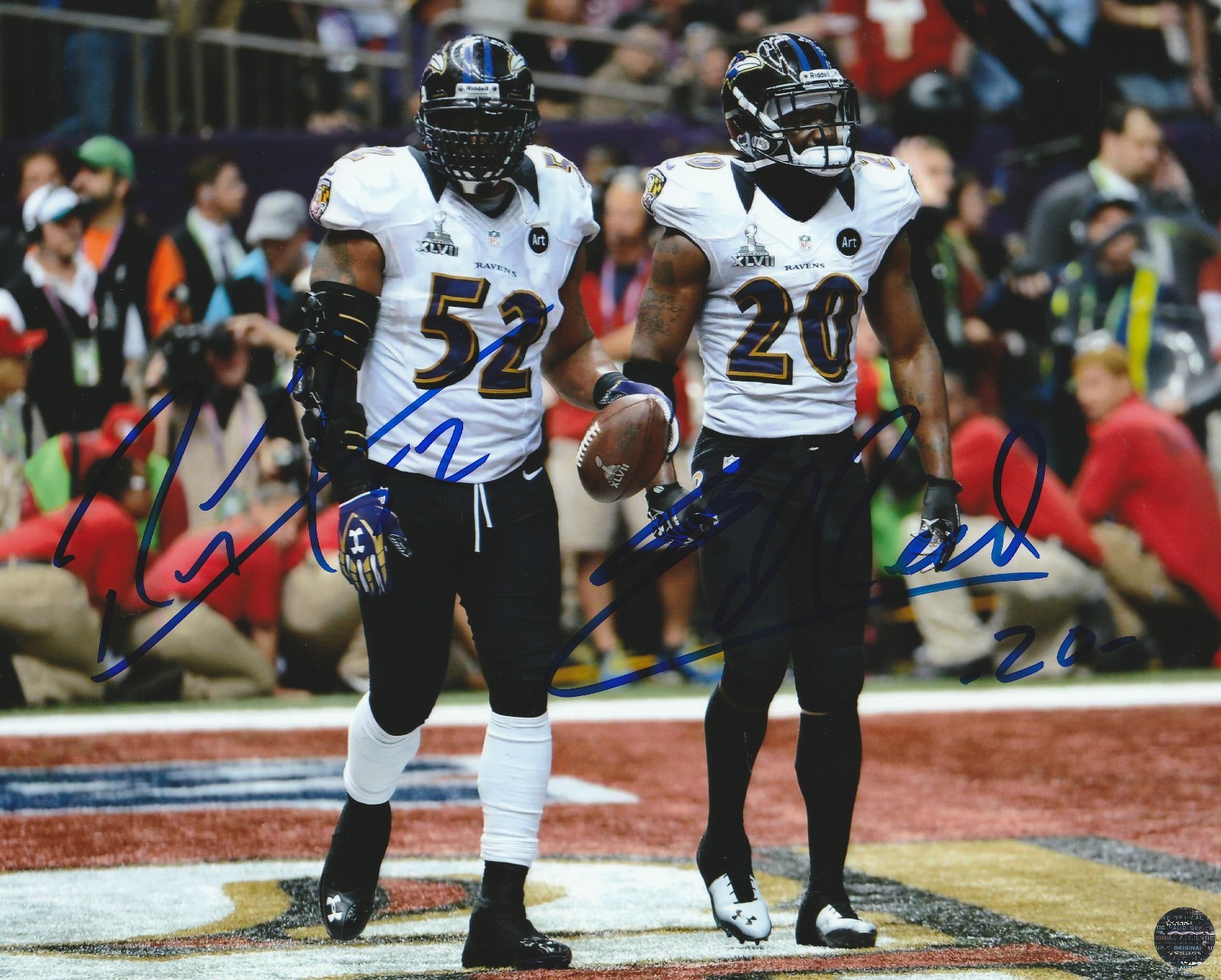 Ray Lewis & Ed Reed Autographed Baltimore Ravens 8x10 Photo with COA/Hologram