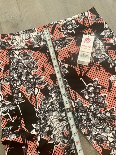 NWT POP Fit Women’s Leggings 2XL Pink Black White Floral with Pockets - Picture 8 of 9