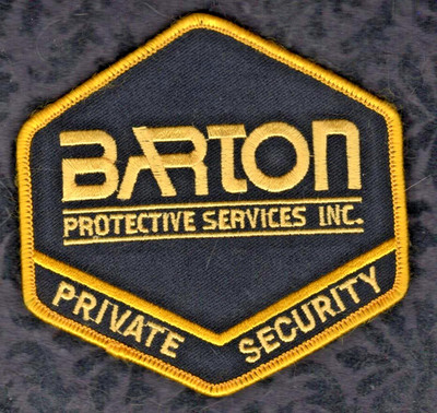 Barton Private Security Shoulder Patch -- ( B-1 ) Guaranteed Authentic