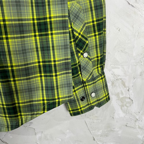 Camicia Stio Eddy manica lunga uomo XS giallo verde quadri snap UPF 50+ escursionismo nuova senza etichette - Foto 5 di 10