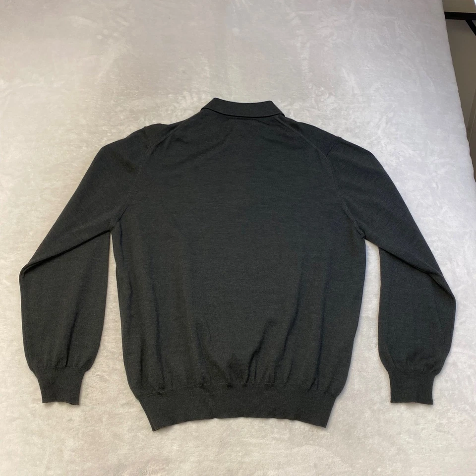 Camisa Polo John W Nordstrom Gris Carbón Lana Merino Manga Larga Hecha en Italia Foto 4 de 4