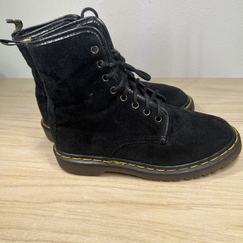 Vintage Doc Martens Made In England Schwarz Samt Cord 8-Loch Kampfstiefel 7-7,5 - Bild 6 von 11