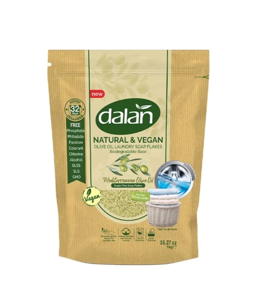 Dalan Natural & Vegan Olive Oil Laundry Soap Flakes Baby Detergent - 32Wash/1kg
Opens in a new windo