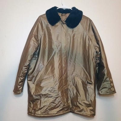 Vintage Wippette Rainthings Metallic Gold Vinyl Rain Coat Size L