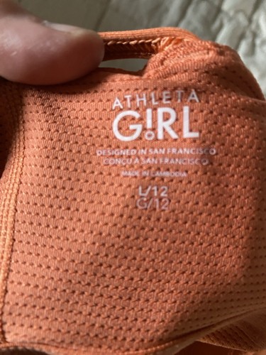 Athleta Girl Every day Orange Tank Dress Built in Bra Shorts Underneath Sz 12 - Picture 5 of 5
