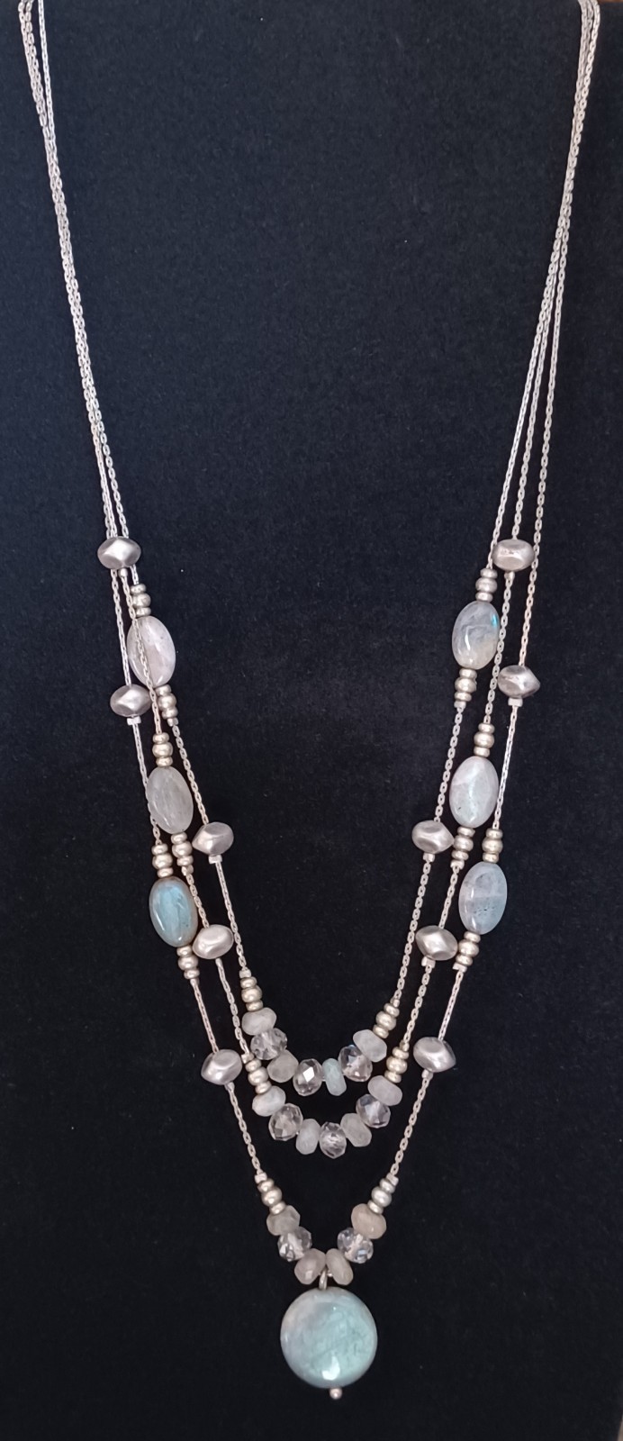 Chico's Beaded Labradorite Statement Necklace Adj… - image 13