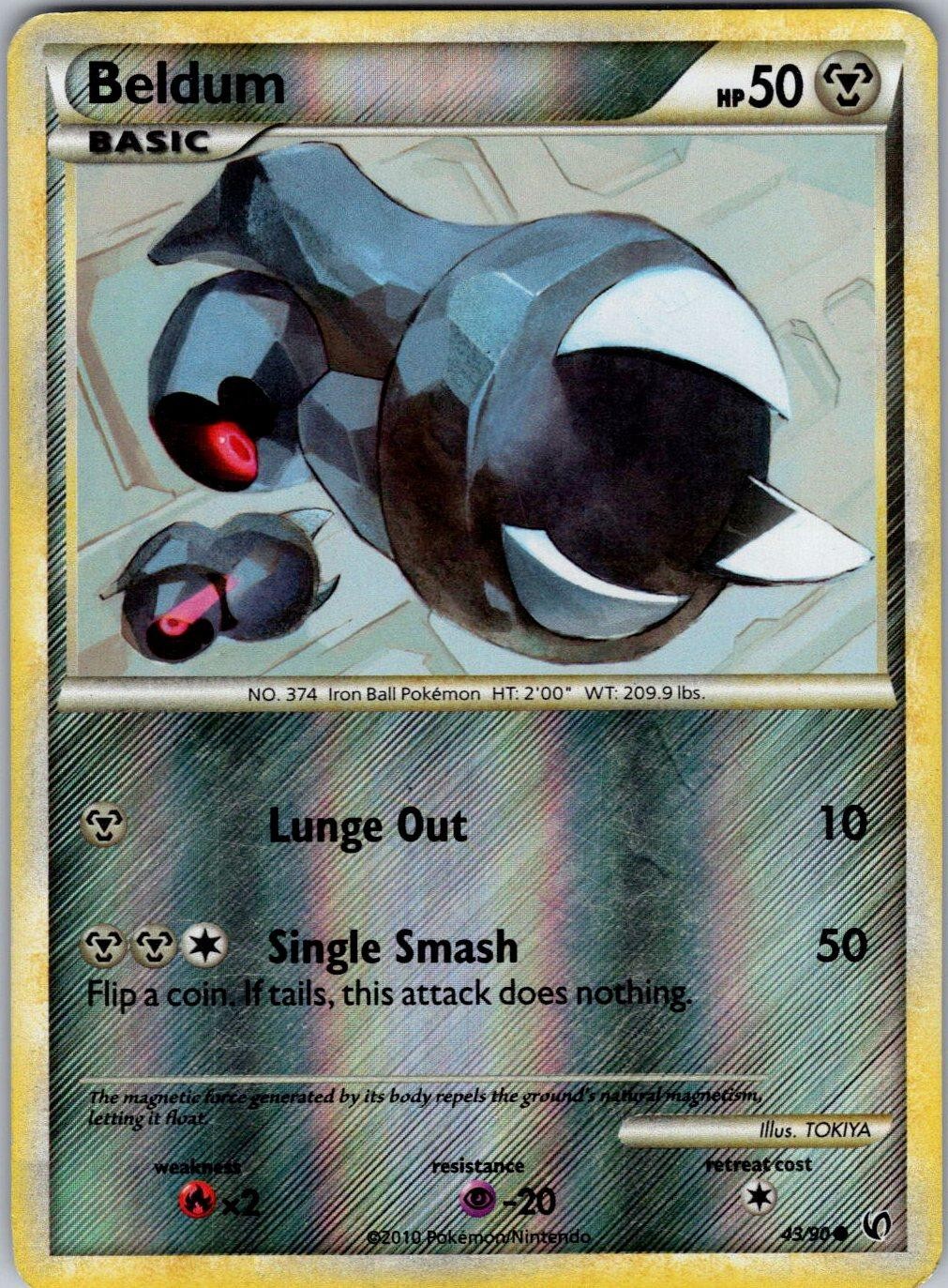 Beldum 43/90 Common HGSS Undaunted Pokemon Reverse Holo Moderately Played
