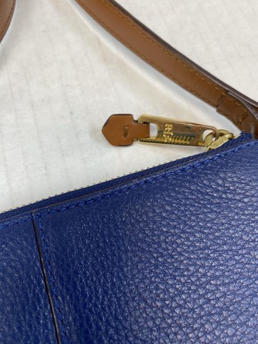 Lauren By RALPH LAUREN Landry Medium Flat Blue CROSSBODY Leather Handbag - Picture 5 of 17
